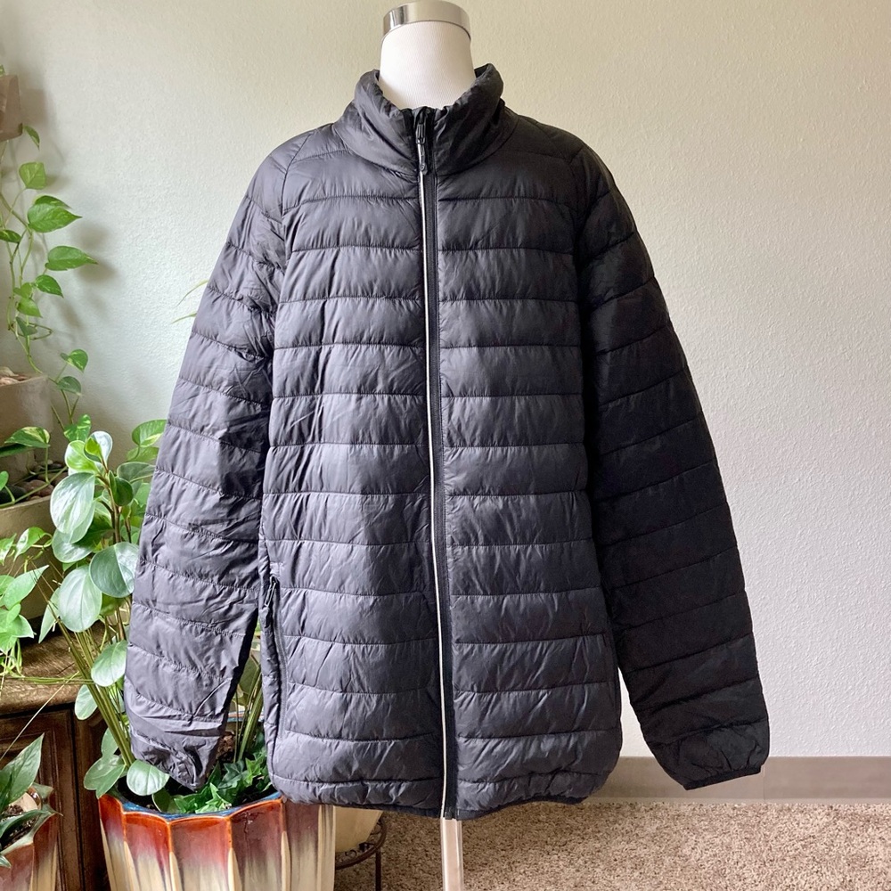 New Men’s Asics Black Nylon Duck Down Puffer Jacket size M